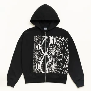 Snakeskin Zip Hoodie Black