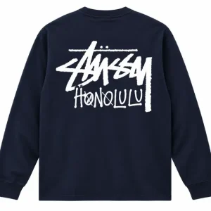 Stussy Honolulu Long Sleeve Chapter Tee Navy Blue