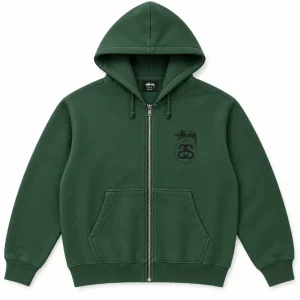 Stussy Men's Green Hoodie