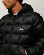 Stussy Jacket Midweight Hooded Puffer Black