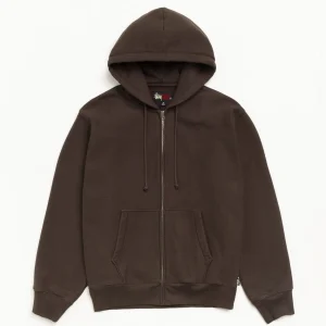 Stussy Hoodie Fleece Zip Brown