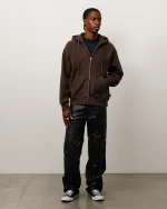 Stussy Hoodie Fleece Zip Brown