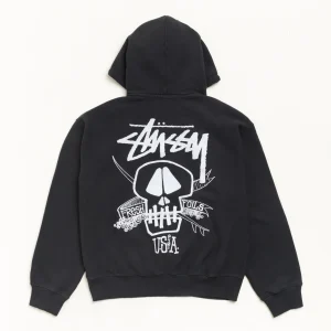 Stussy Hoodie Fresh Foils Garment Dyed Faded Black