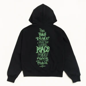 Stussy Hoodie Peace Increased Zip Black