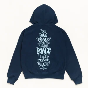 Stussy Hoodie Peace Increased Zip Navy